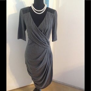 Grey with black leather Sexy curvy dress
